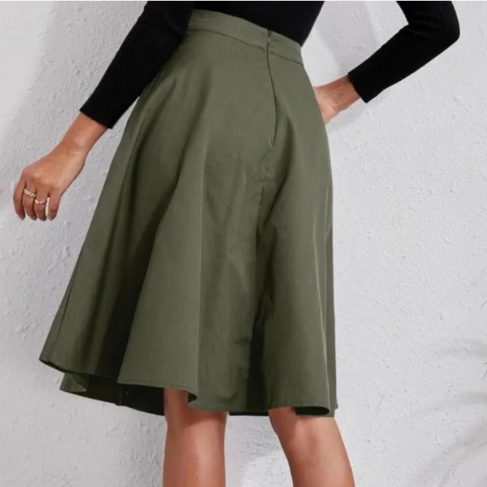 Classic Burnt Orange  Button Detail Pocket Midi Skirt Work - Picture 8 of 16